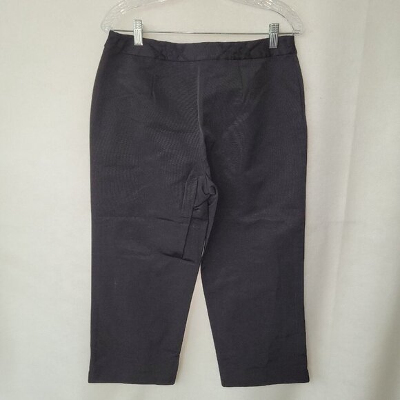 Peck & Peck Capri Pant Womens 8 Black Solid Textured Minimalist Capsule Side Zip - Picture 4 of 9